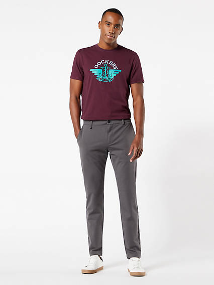 Dockers Mens Slim fit Casual Pants 36 / 30 Grey Solid