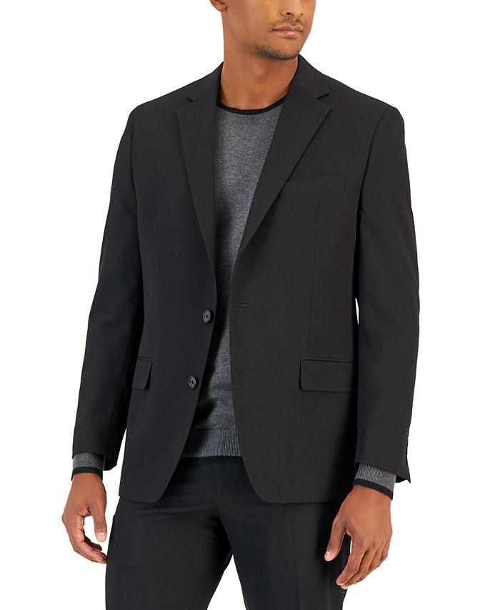 Van Heusen Mens Slim fit 2 Piece Suit 46 R / 39 Waist Black Solid Stretch