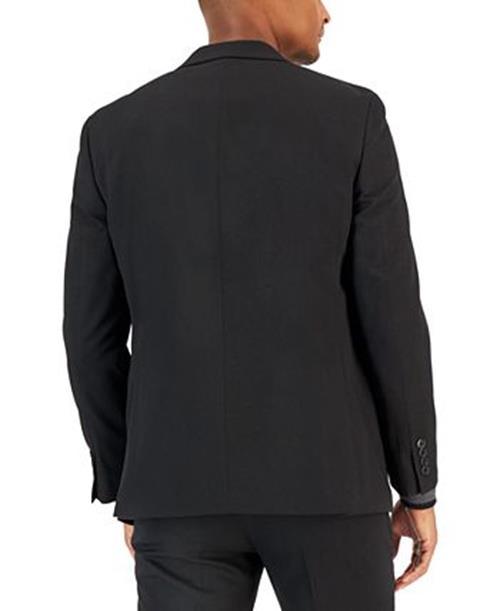 Van Heusen Mens Slim fit 2 Piece Suit 46 R / 39 Waist Black Solid Stretch