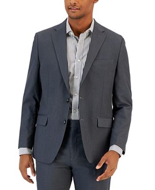 Van Heusen Mens Slim 2 Piece Suit 38 R / 31 Waist Charcoal Grey Solid Stretch