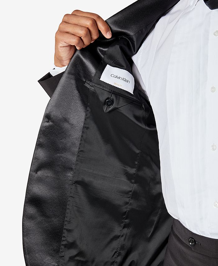 Calvin Klein Mens Slim fit Tuxedo Jacket Blazer 42 S Black Solid