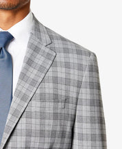 Sean John Mens Classic Fit Grey Plaid Sport Coat Suit Jacket 40S