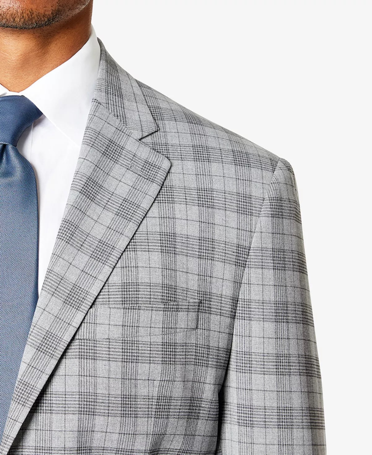 Sean John Mens Classic Fit Patterned Suit Jacket Grey 48L