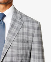 Sean John Mens Classic Fit Patterned Suit Jacket Grey 48L