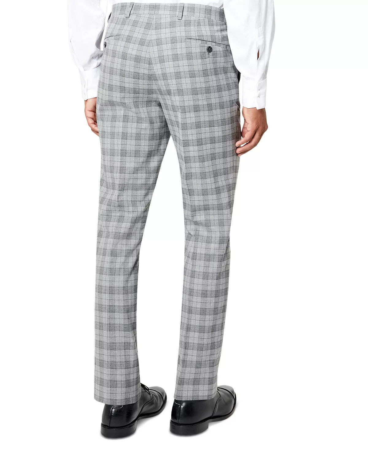 Sean John Mens Classic Fit Plaid Dress Pants Grey 42 x 30