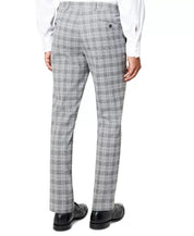 Sean John Mens Classic Fit Plaid Dress Pants Grey 42 x 30