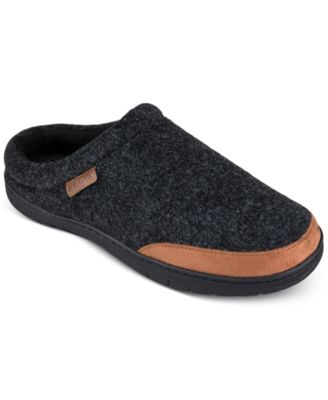 Haggar Men's Dark Gray Faux Trim Slippers Large