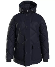 Tommy Hilfiger Men's Diamond Quilted Down Rockie Parka Coat Large Navy Blue