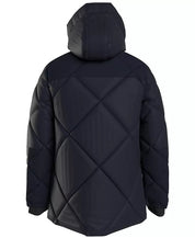 Tommy Hilfiger Men's Diamond Quilted Down Rockie Parka Coat Large Navy Blue