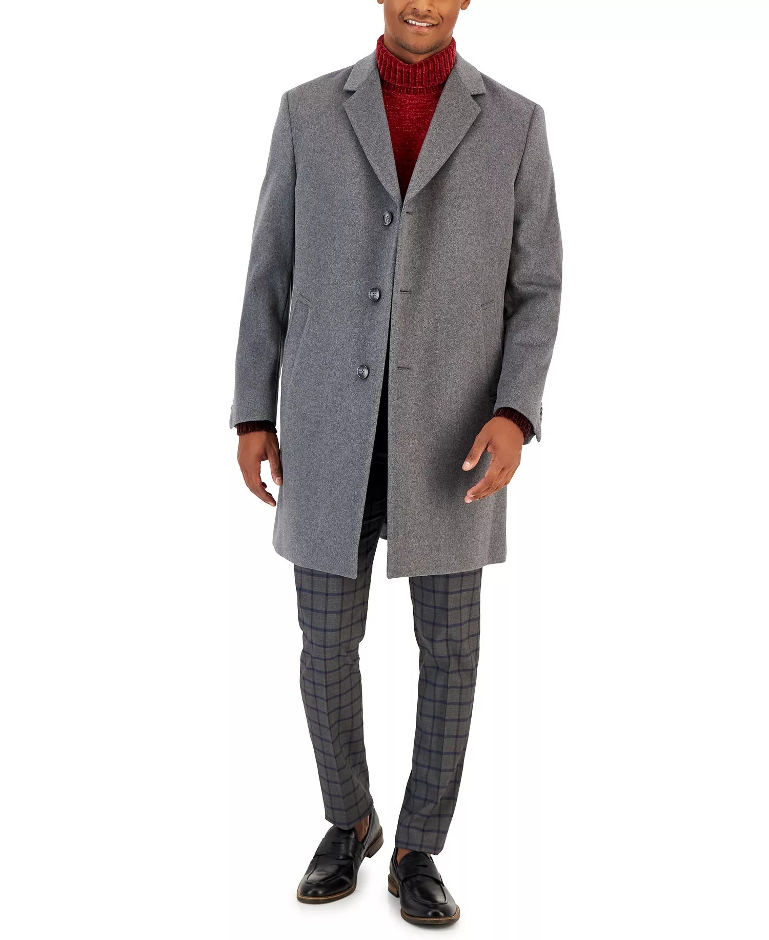 Nautica Men's Classic-Fit Camber Wool Overcoat Coat 42R Light Grey