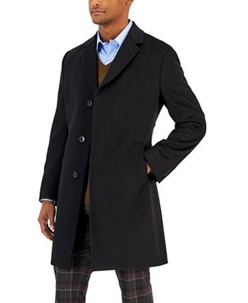 Nautica Men's Classic-Fit Camber Wool Overcoat Coat 42R Black