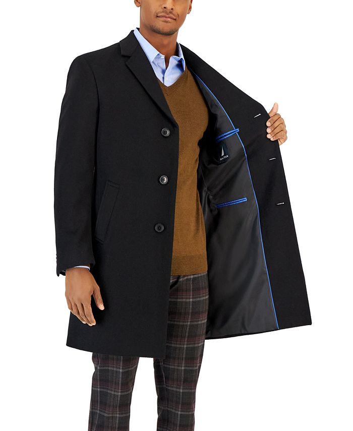 Nautica Men's Classic-Fit Camber Wool Overcoat Coat 42R Black