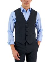 Tommy Hilfiger Mens Modern fit Button-Up Vest Small Charcoal Gray Solid