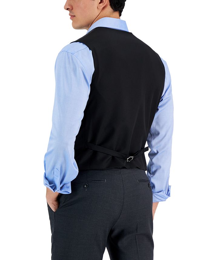Tommy Hilfiger Mens Modern fit Button-Up Vest Small Charcoal Gray Solid