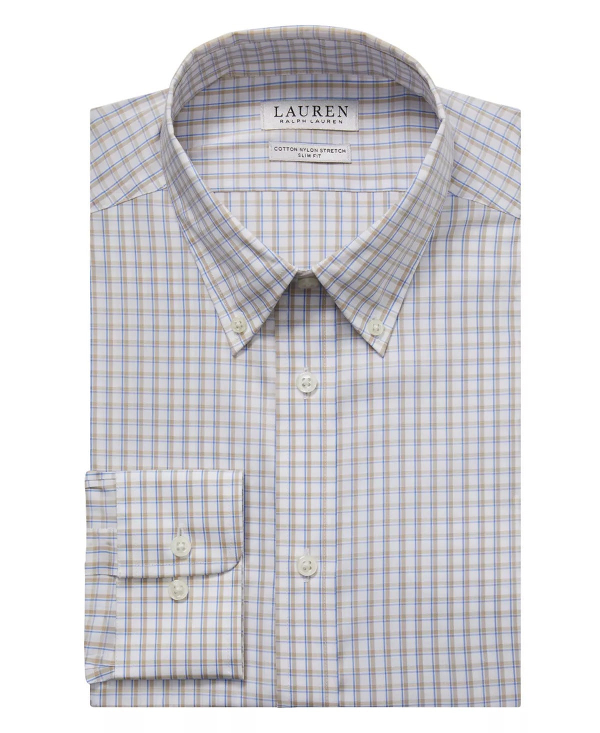 Lauren Ralph Lauren Mens Ultra Flex Stretch Slim Fit Dress Shirt 17.5 36 37 Blue