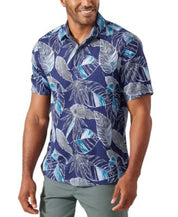 Tommy Bahama Men's Bonita Cove Leaf Print Camp Shirt  Kingdom Blue  Medium