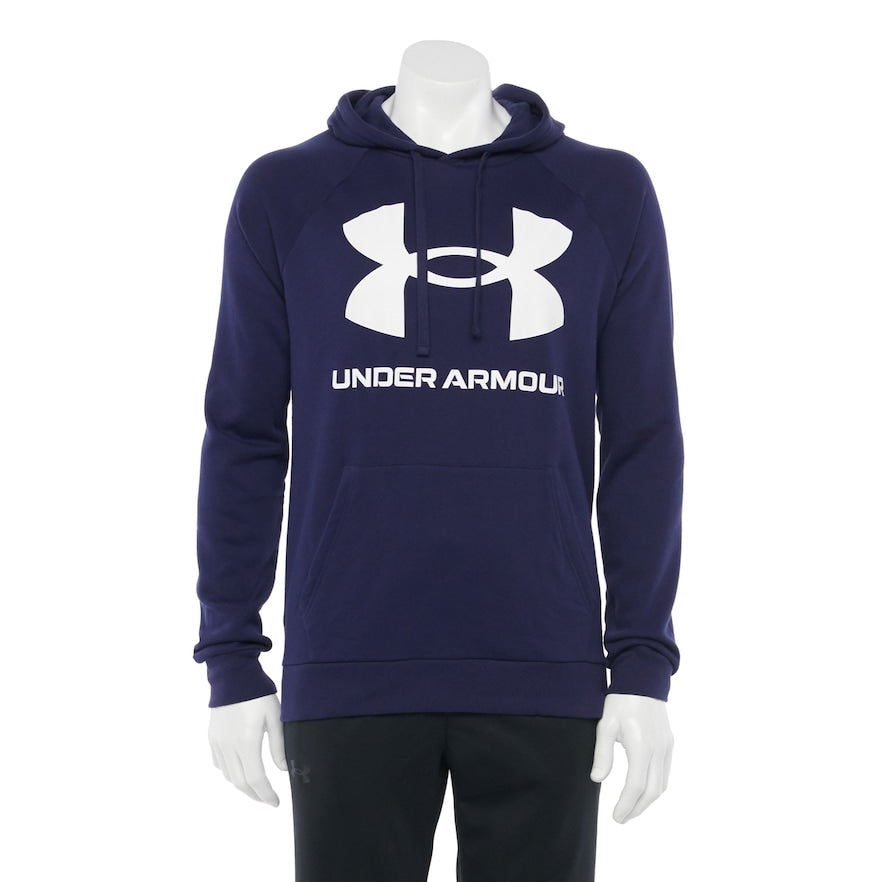 Under Armour Mens Rival Fleece Sweatshirt Hoodie Midnight Navy Blue Large