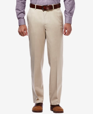 Haggar Mens Classic fit Cotton Dress Pants 36 / 30 Beige Solid