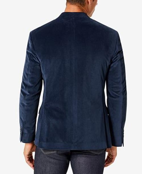 Michael Kors Mens Modern Fit Velvet Blazer Dark Blue 40R