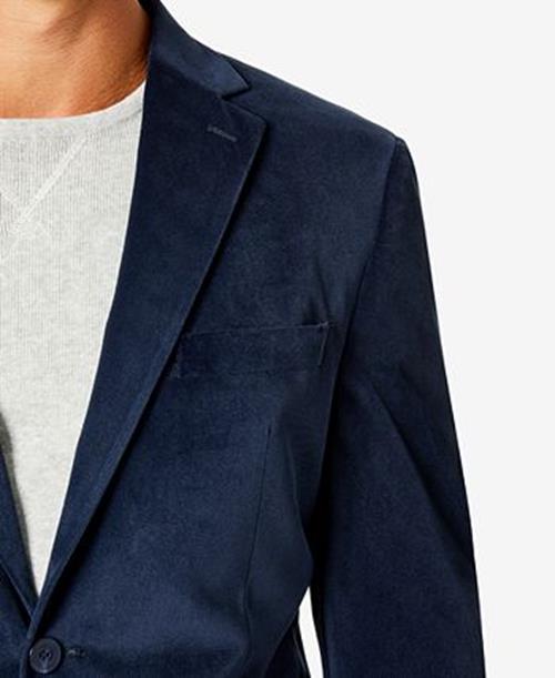 Michael Kors Mens Modern Fit Velvet Blazer Dark Blue 40R