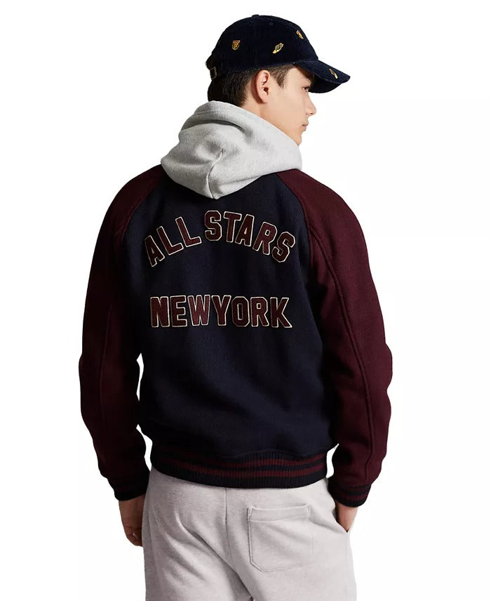 Polo Ralph Lauren Men's Wool Blend Letterman Varsity Jacket XL Navy Blue