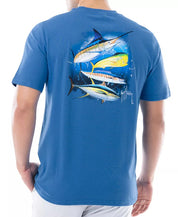 Guy Harvey Men's Graphic Logo Short Sleeve T Shirt Blue Small
