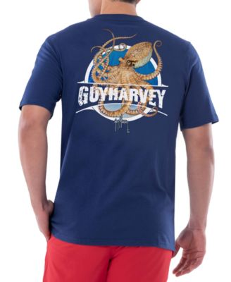Guy Harvey Men's Blue Xl Graphic Cotton Tshirt Med