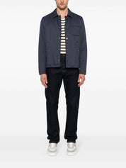 Herno Mens Woven Snap Front Shirt Jacket Size EU 56 US 46 Navy Blue