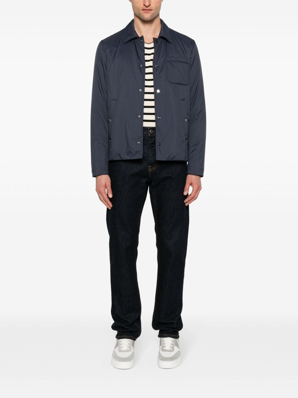 Herno Mens Snap Front Shirt Jacket Size EU 52 US 42 Large Navy Blue
