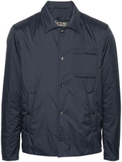 Herno Mens Woven Snap Front Shirt Jacket Size EU 56 US 46 Navy Blue