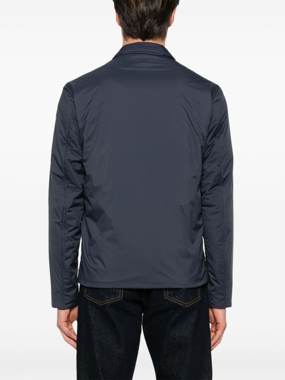 Herno Mens Woven Snap Front Shirt Jacket Size EU 56 US 46 Navy Blue