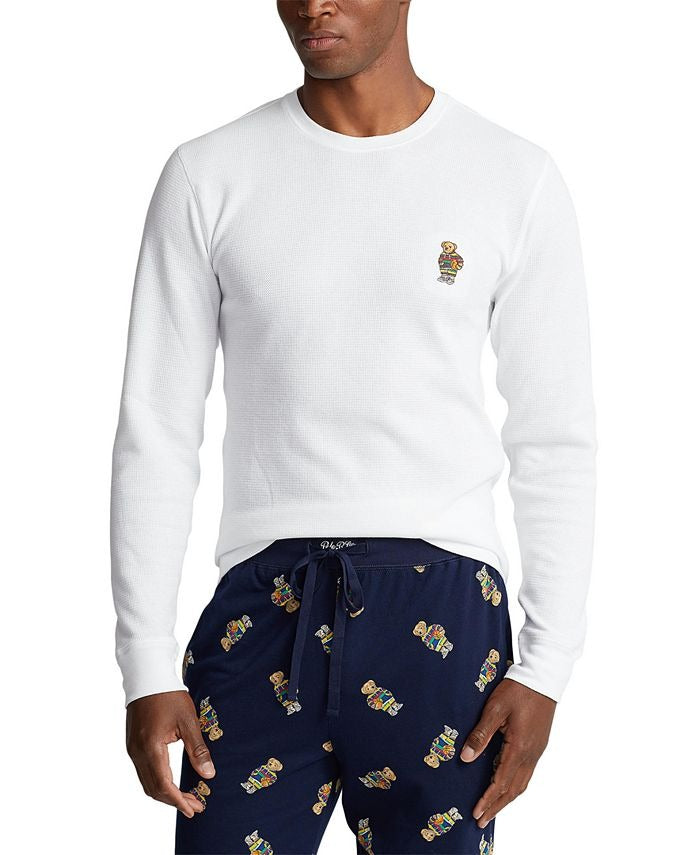 Ralph Lauren Polo Mens Bear Pajama Thermal Shirt Large White
