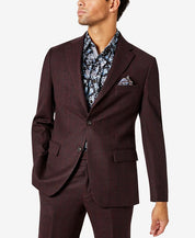 Tallia Mens Woven Paisley Slim Fit Sportcoat Burgundy Red 36S