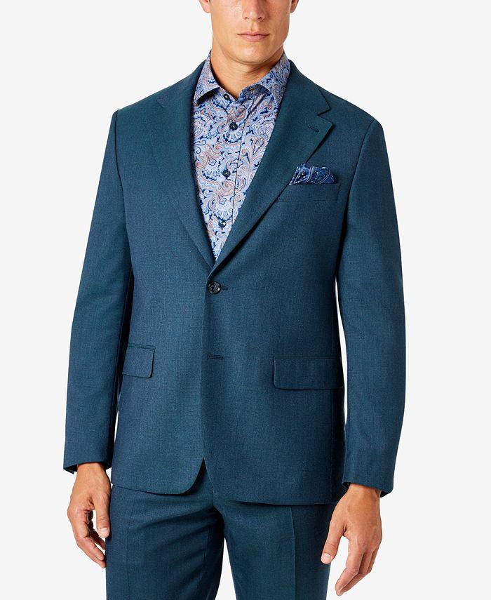 Tallia Men's Classic-Fit Wool Suit Jacket 44S Teal Blue