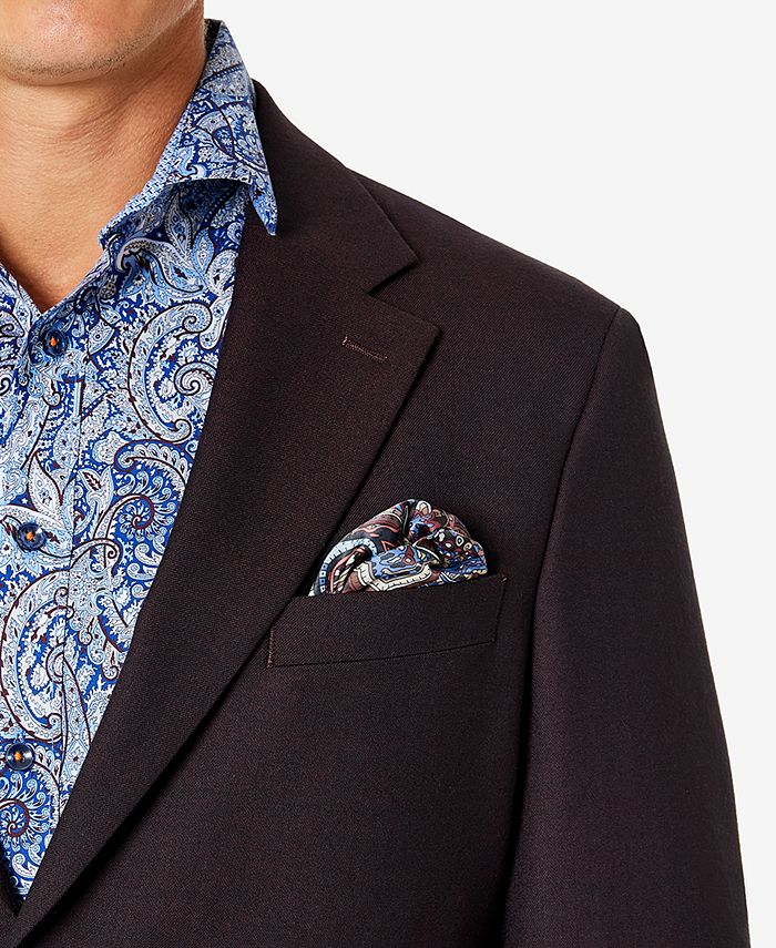 Tallia Mens Burgundy Red Wool Suit Jacket 48R