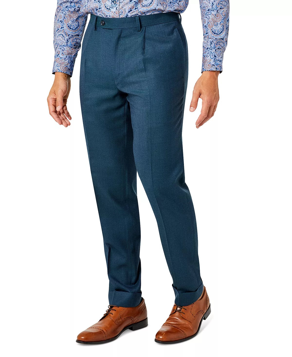 Tallia Mens Classic Fit Wool Dress Pants Dark Teal Blue 30 x 30