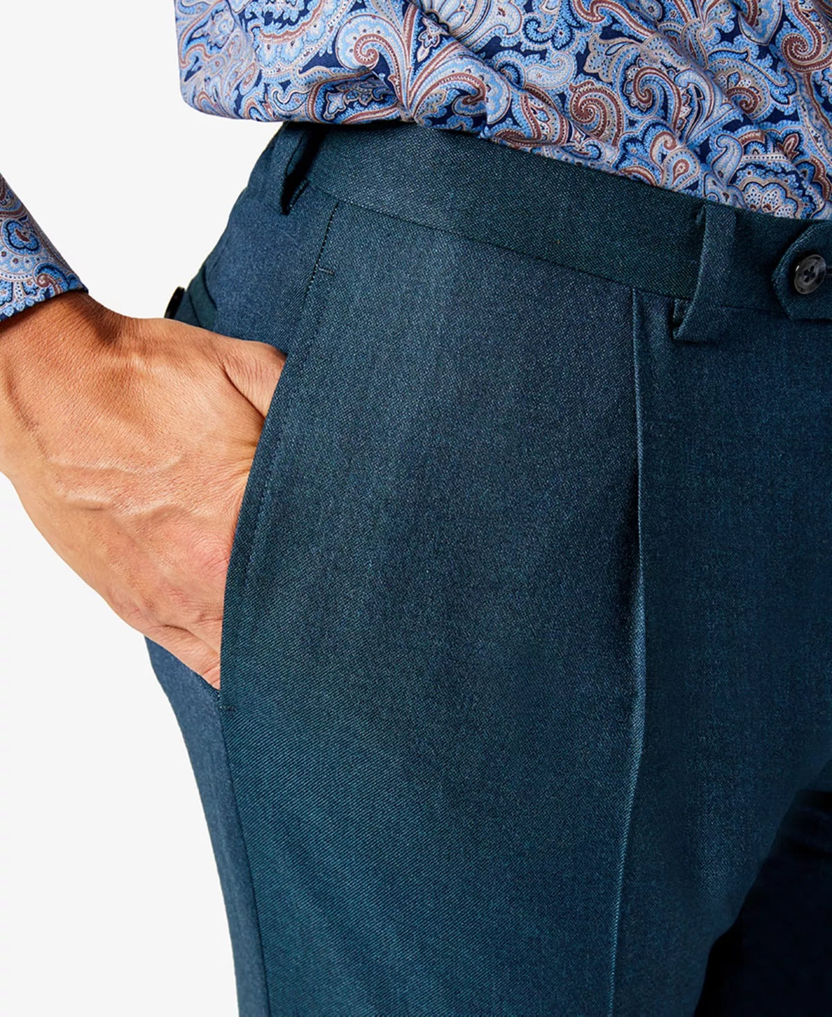 Tallia Men's Dark Teal Wool Suit Pants 34 x 32