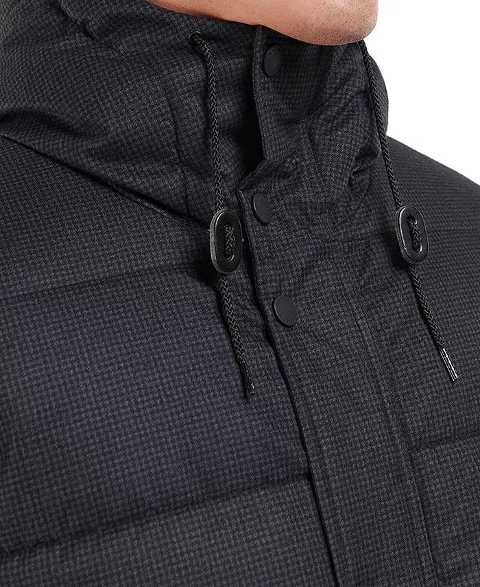 Barbour Mens Hoxley Baffle Quilted Coat Jacket Large Charcoal Grey Check