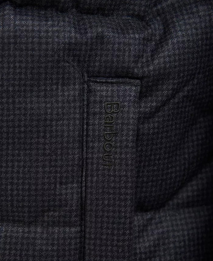 Barbour Mens Hoxley Baffle Quilted Coat Jacket Large Charcoal Grey Check