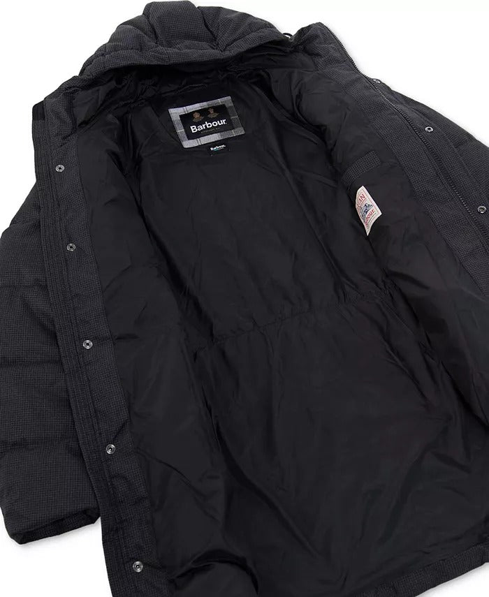 Barbour Mens Hoxley Baffle Quilted Coat Jacket Large Charcoal Grey Check
