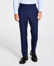 Calvin Klein Men's Slim Fit Plaid Performance Dress Pants Blue 38 x 32