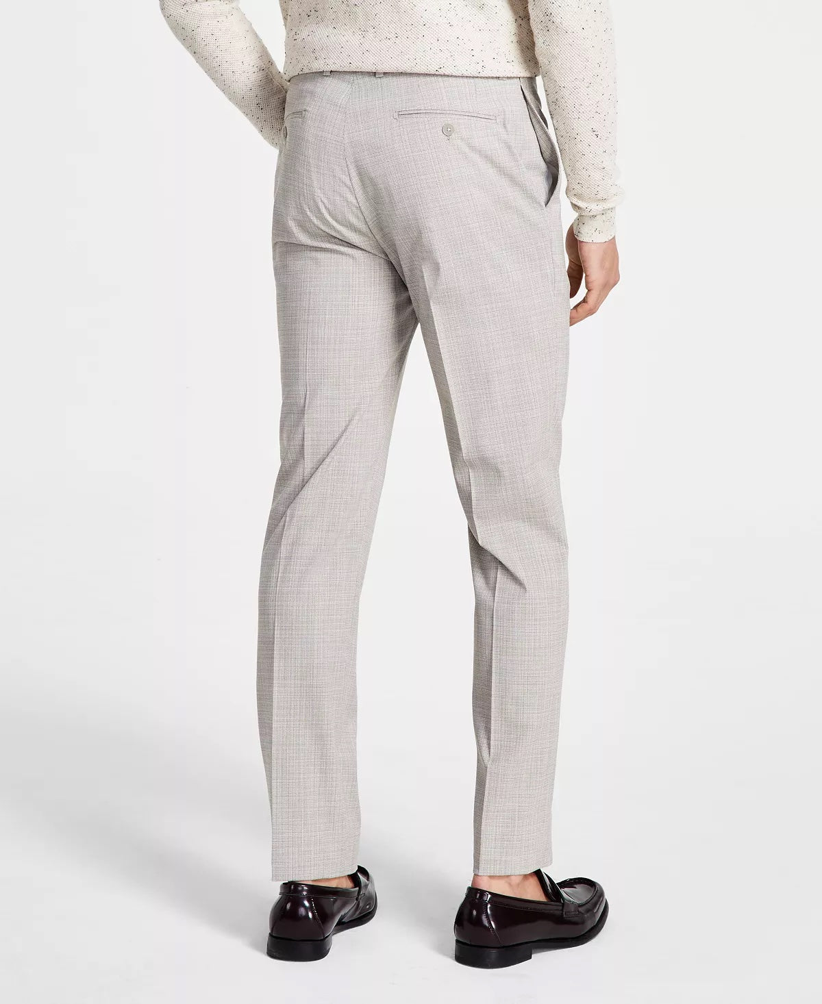 Calvin Klein Men's Slim-Fit Plaid Dress Pants Beige 33 x 30