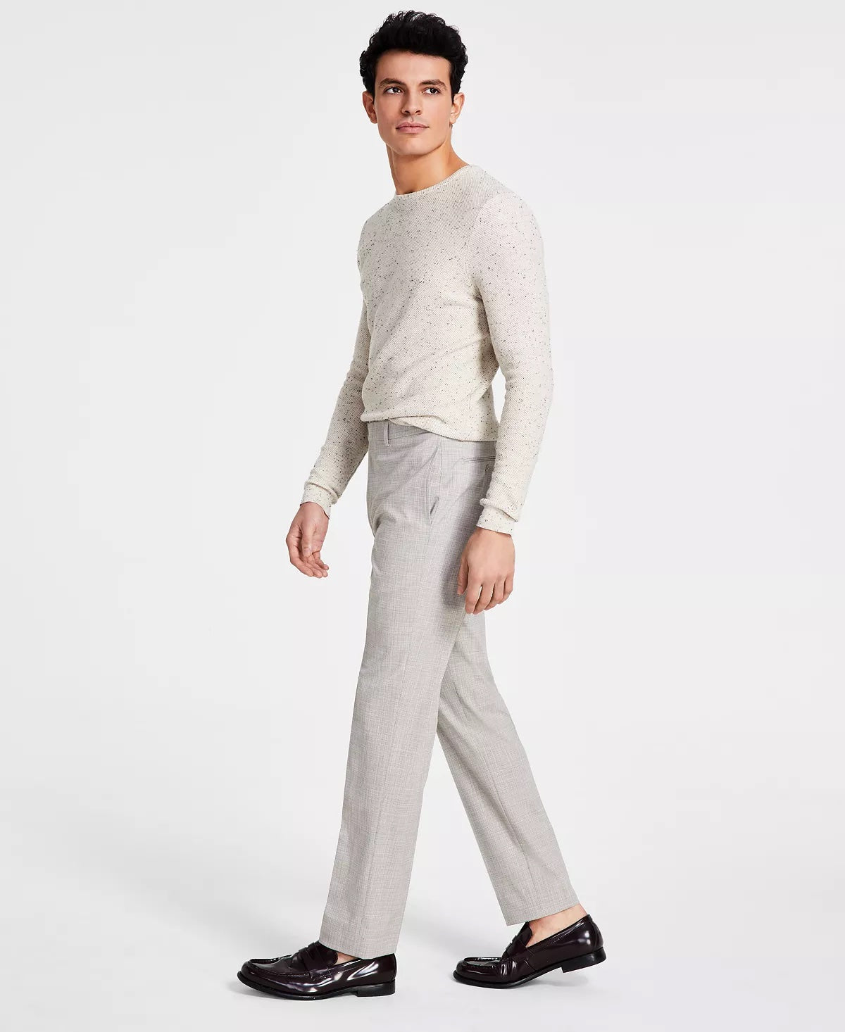 Calvin Klein Men's Slim-Fit Plaid Dress Pants Beige 33 x 30