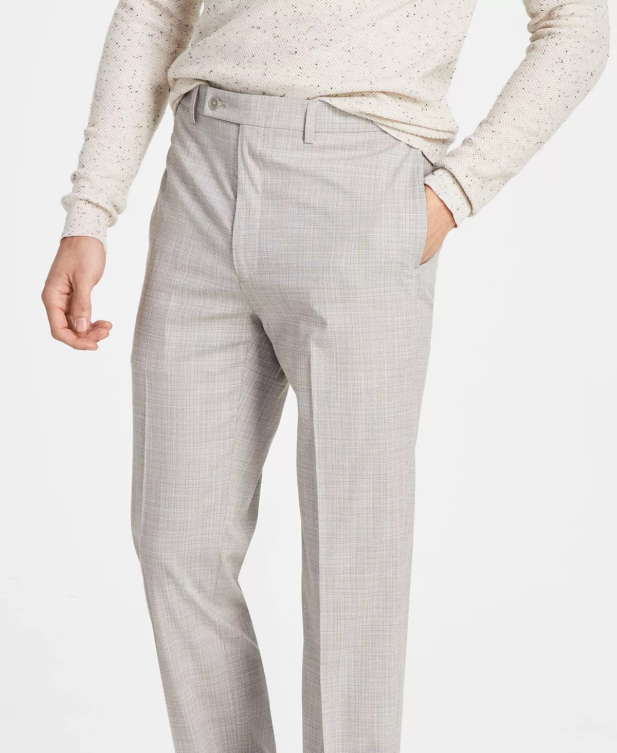 Calvin Klein Slim Fit Dress Pants Plaid Beige 33 x 32