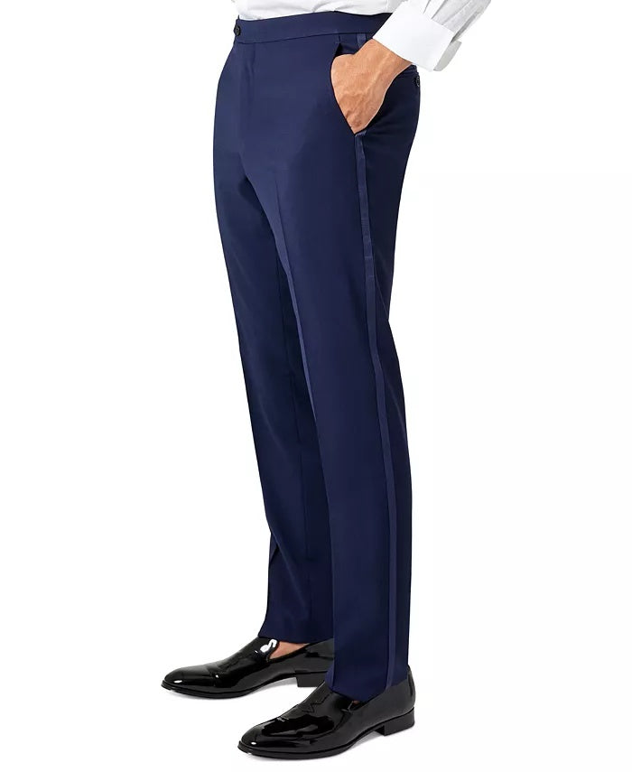 Tommy Hilfiger Mens Modern fit Wool Tuxedo Pants 50 / 32 Blue Solid