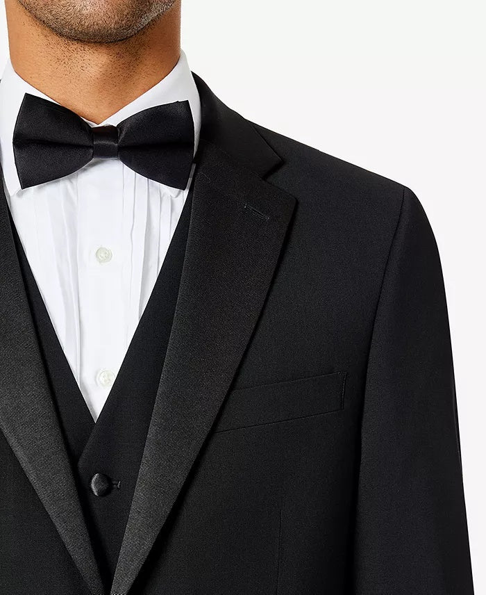 Tommy Hilfiger Mens Modern fit Wool Tuxedo Jacket Blazer 40 R Black Solid