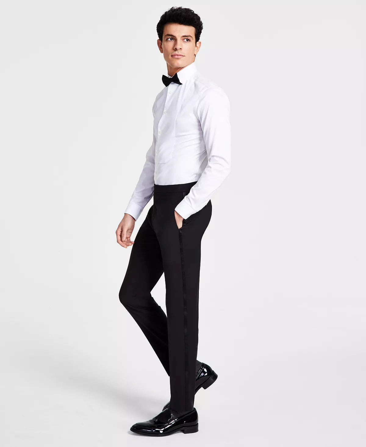 Calvin Klein Mens Skinny fit Tuxedo Dress Pants 36 / 30 Black Solid