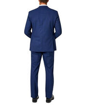 Van Heusen Mens Classic fit 2 Piece Suit 44 R / 37 Waist Blue Plaid Stretch