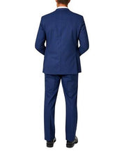 Van Heusen Mens Classic fit 2 Piece Suit 40 R / 33 Waist Blue Plaid Stretch