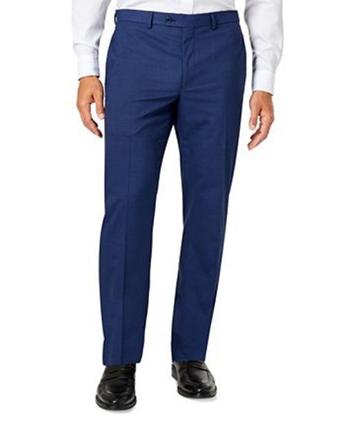 Van Heusen Mens Classic fit 2 Piece Suit 38 R / 31 Waist Navy Blue Plaid Stretch